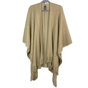 Vince Camuto Womens Beige Tasseled Poncho One‎ Size